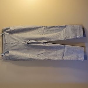 Chicos blue and white pinstriped pull on ankle pa t size 1R/ 8